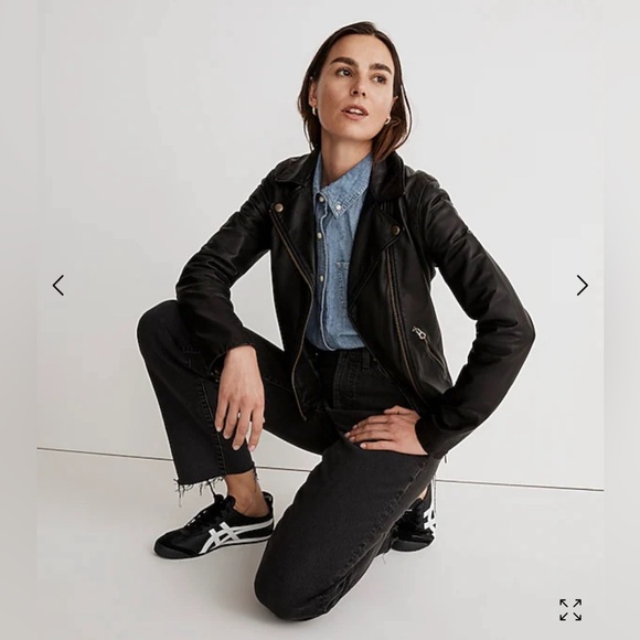 NWT Madewell Washed Leather Motorcycle Jacket: Brass Hardware Edition - Picture 2 of 8